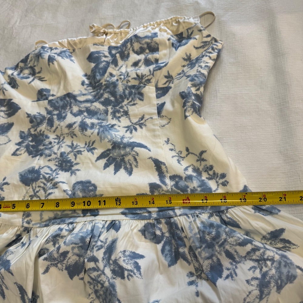 Reformation Annalise Ivory and Blue Floral Midi Dress size 10 - Picture 9 of 12